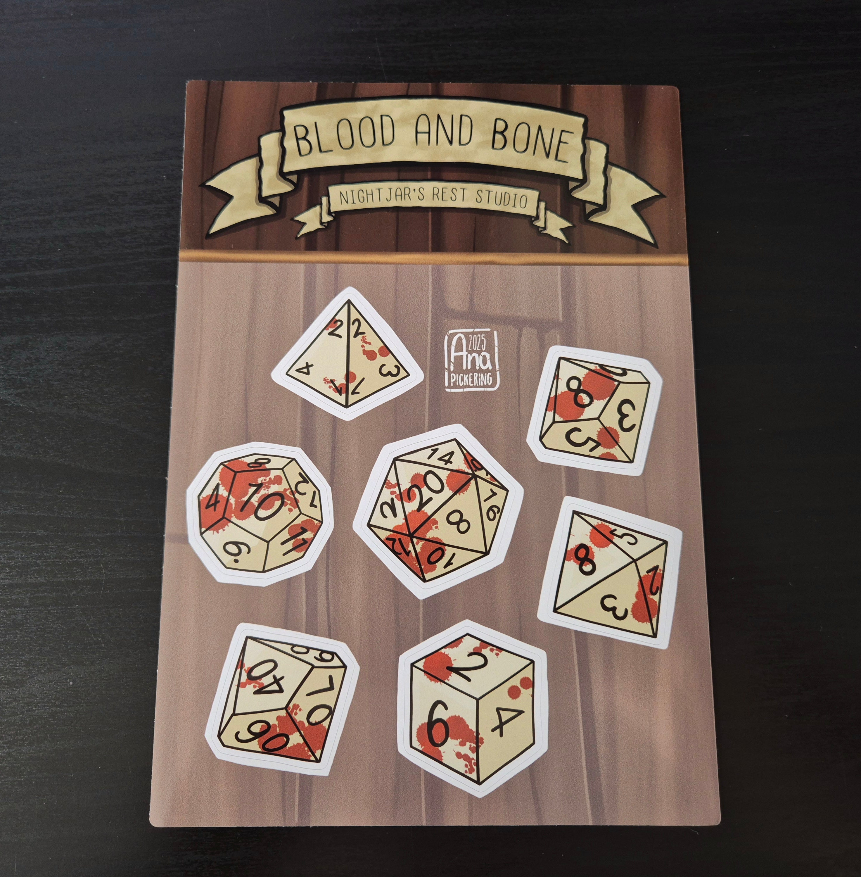 'Blood and Bone' Dice Set Sticker Sheet