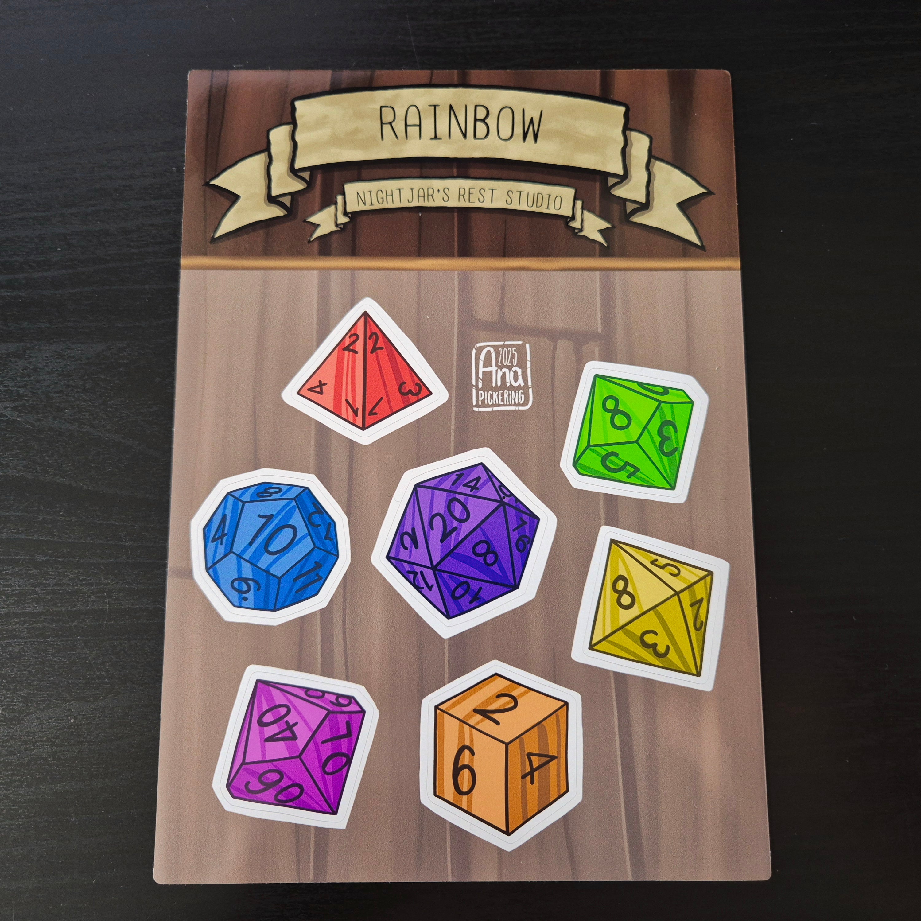 'Rainbow' Dice Set Sticker Sheet