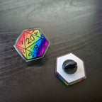 'Rainbow' D20 Pin Badge