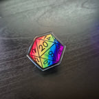 'Rainbow' D20 Pin Badge