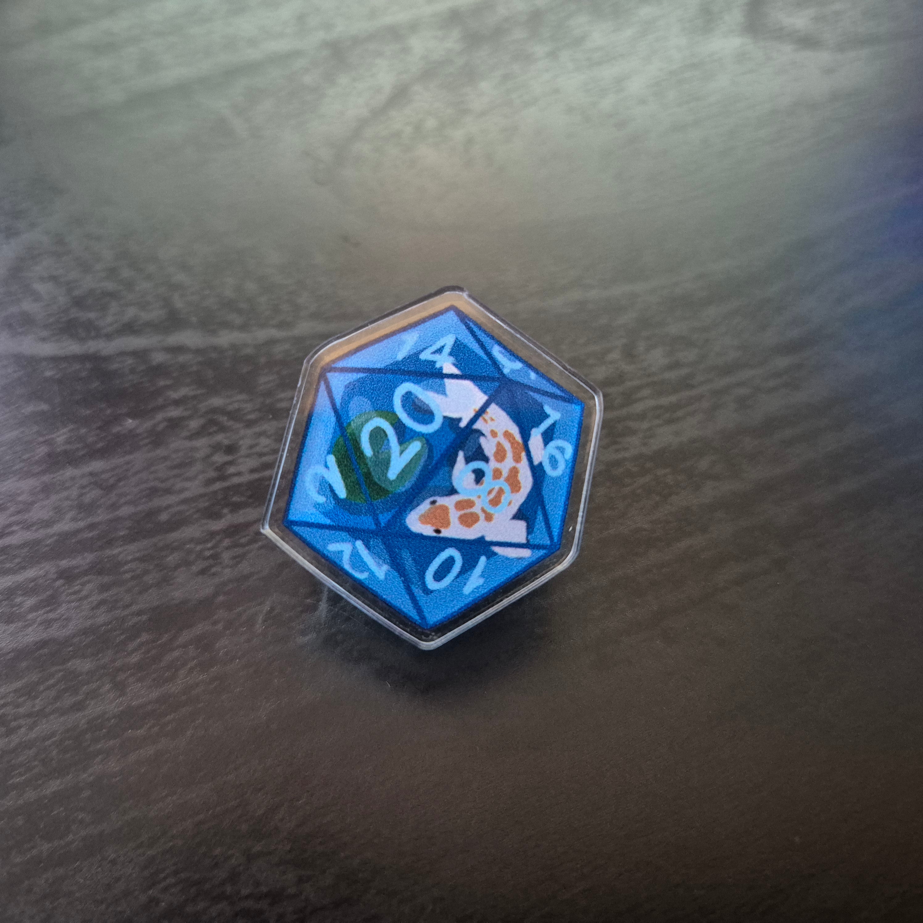 'Koi Pond' D20 Pin Badge